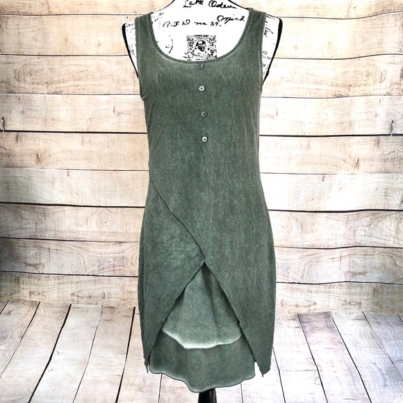 Buur Fashion YEST Dresses & Skirts - Olive Green Sleeveless Viscose Dress Buur Fashion YEST